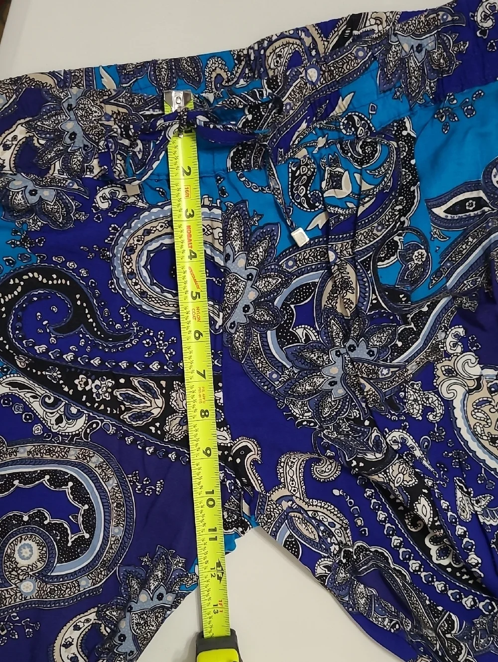 NWT Cynthia Rowley Blue Colorful Paisley Wide Leg Pullon Pants size Medium
